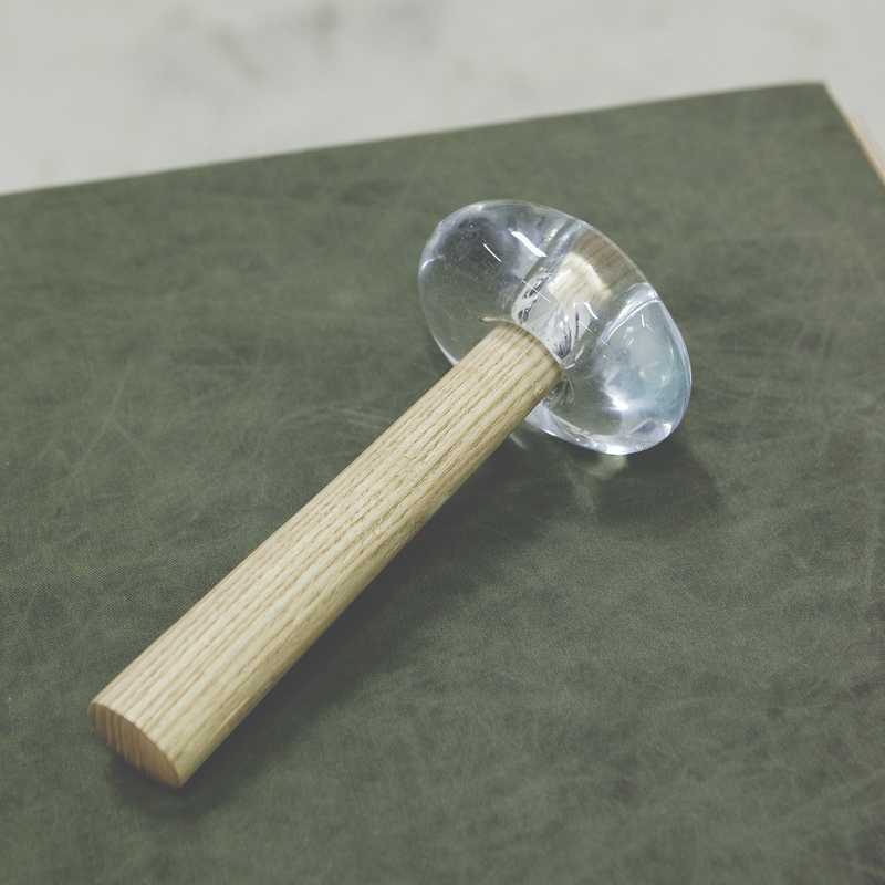 Hammer by Kristoffer Sundin made from glass, ash and wenge