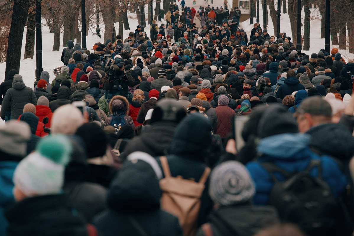 Protesters filling a Moscow boulevard