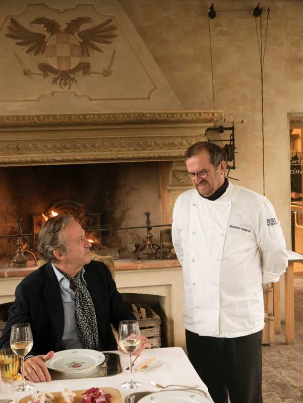 Angeloni with chef and restaurant owner Massimo Spigaroli  
