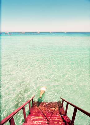 Crystal-clear waters at Mondello Beach