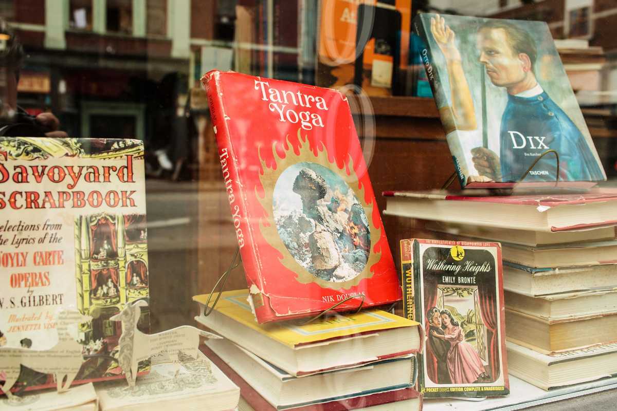 Vintage books in the Vancouver shop's window display