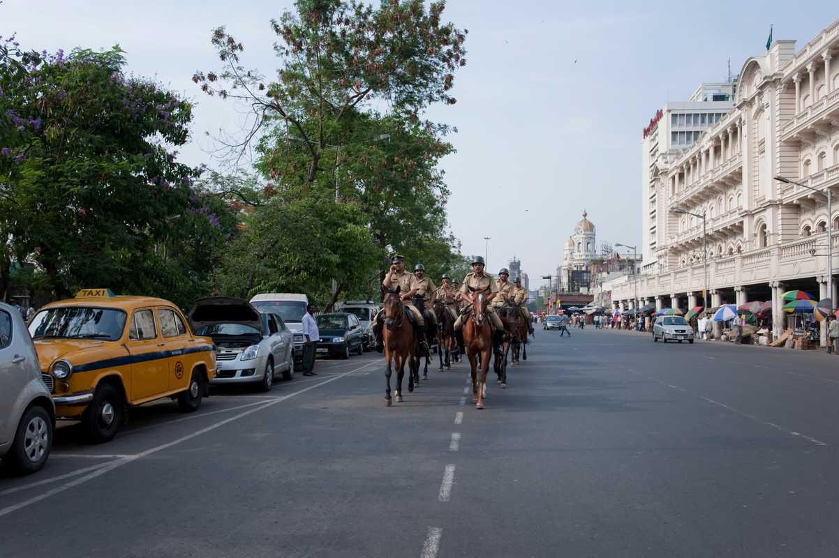 Police patrolling on Nehru Road