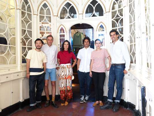 André Bastos Teixeira (second from left), Jose Miguel de Abreu (fourth from left) and friends inside the brand’s shop