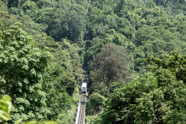 Funicular railway climbs Penang Hill
