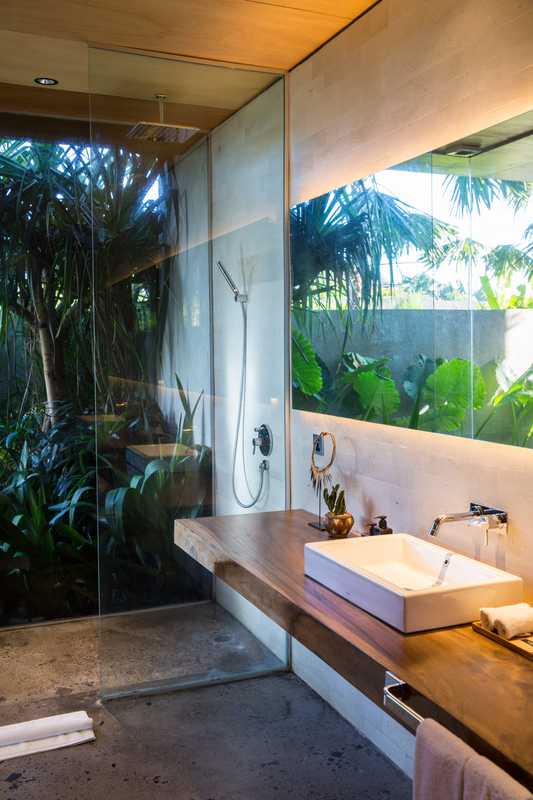 Bathroom, complete with a green view