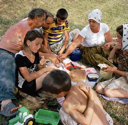 The Borca family relaxing after a working day that started early