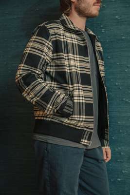 Tartan  plaid bomber jacket in utility twill