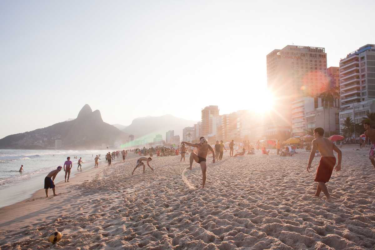 Beach football is a common sight on Rio’s beaches