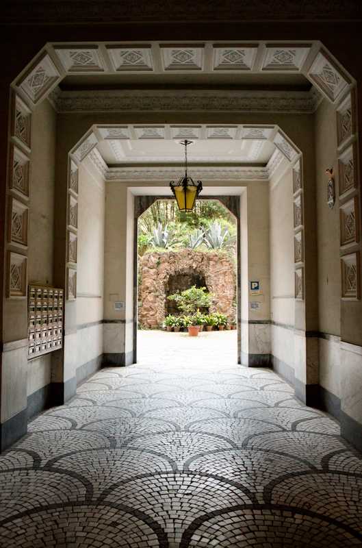 Typical entrance to an apartment building