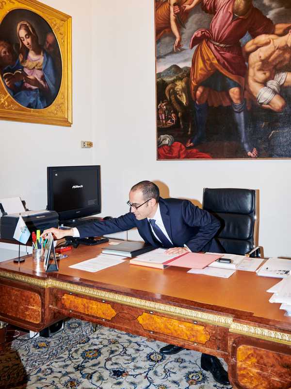 From his office in Palazzo Begni Nicola Renzi orchestrates a foreign policy longer on pens than swords