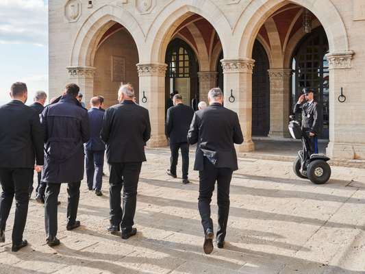 Grandees from Fifa, football’s governing body, arriving at the Palazzo Pubblico 
