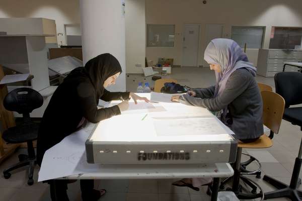 First year design students at the American University of Sharjah  