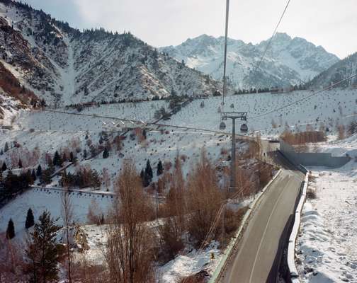 Soviet-built anti-mudflow dam in Medeu Valley outside Almaty 