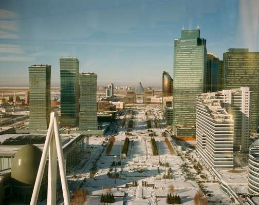 Nurzhol Boulevard in Astana’s new town, viewed from the Bayterek Tower’s observation deck 