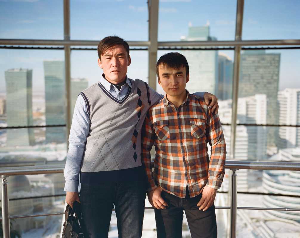 Kazhinur Kumanay (left) and Sadam Tileu are ethnic Kazakh immigrants from China’s Xinjiang province