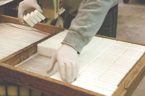 Finished bars placed on drying racks