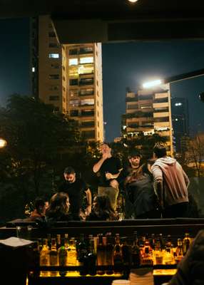 The bar at Centrale segues  into an outdoors seating  and smoking area