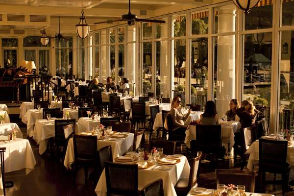 The dining room, overlooking the lake