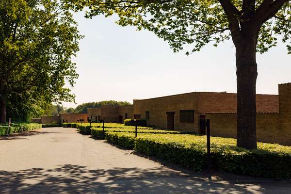 The imposing exteriors seen from a road