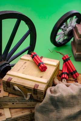 Studio props used in a virtual western setting