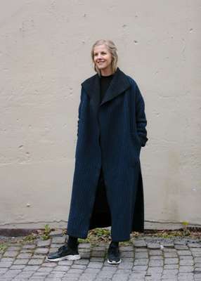 Elisabeth Stray Pedersen in one of her coats