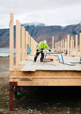 Construction progresses on a student housing complex