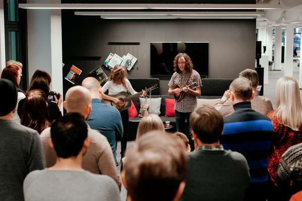 North Carolina's Mandolin Orange playing an acoustic set at the Tidal office