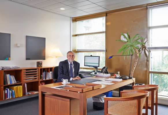 Grube in his office located below the official diplomatic residence 