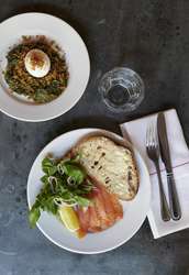 Breakfast with sourdough 