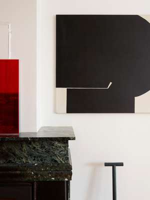 *Red perspex piece:* by Copenhagen artist, Ebbe Stub Wittrup.

*Painting:* by Kai Führer. “My ex-wife gave this to me on our wedding day. He was a modernist, active in the 1950s and ’60s.”