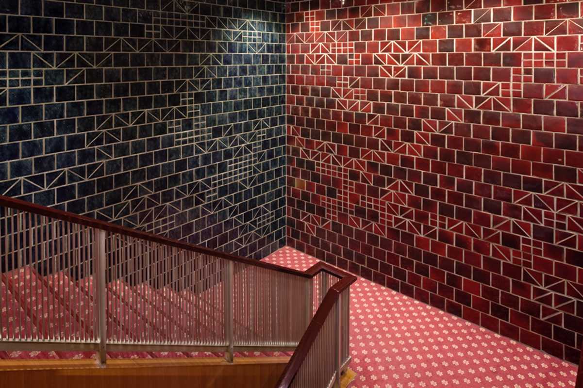 Tiles on the staircase; every decorative detail in the main wing was carefully chosen and many featured traditional Japanese motifs