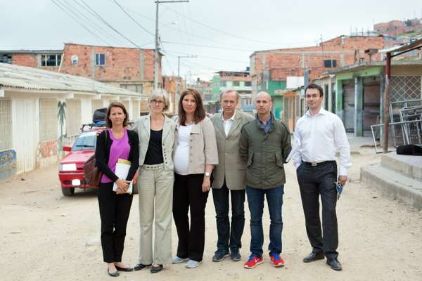 The Norwegian team in Colombia (left to right): Trine Heimerback, senior adviser; Hilde Salvesen, humanitarian adviser; Gry Larsen, deputy foreign minister; Lars Vaagen, Norwegian ambassador to Colombia; Dag Halvor Nylander, special envoy; Ole Reidar Bergum, senior adviser