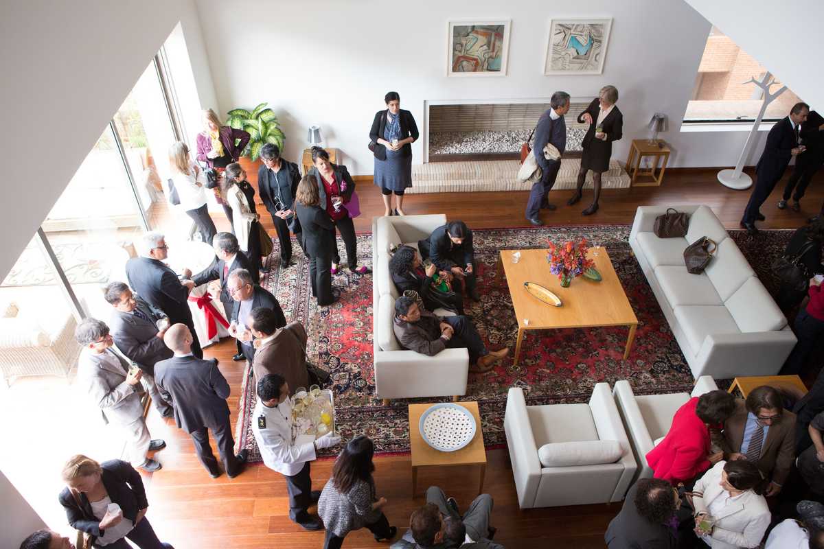 Guests mingle at the new Norwegian ambassador’s residence in Bogotá 