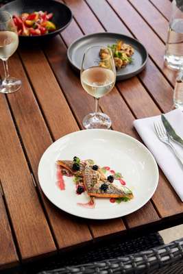 River trout with blackberries