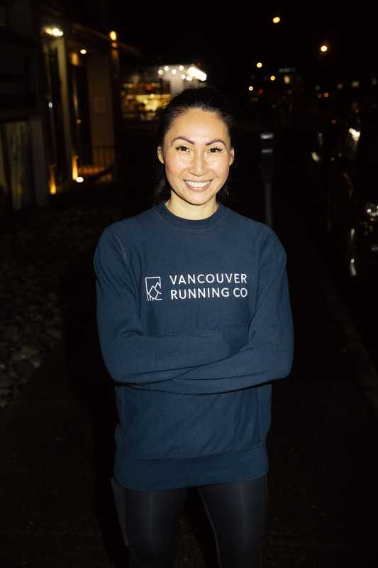 Time for a warm-down following a group run at the Vancouver Running Co store 