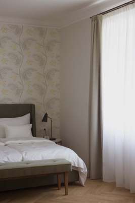 Pared-back guest rooms 