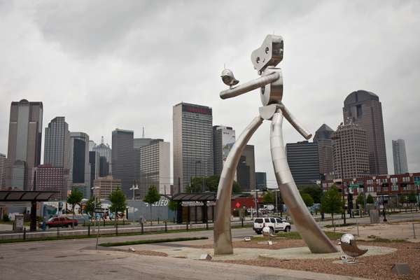 ‘Traveling Man’ at Deep Ellum’s DART station, part of Dallas’s recent light rail system  