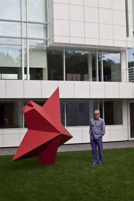 Howard Rachofsky outside the Richard Meier house