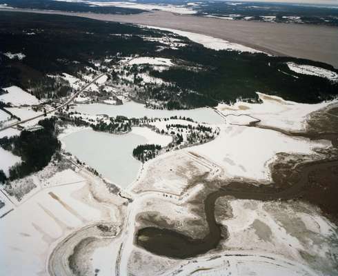 Aerial view of Peticotiac River east of the Fundy National Park