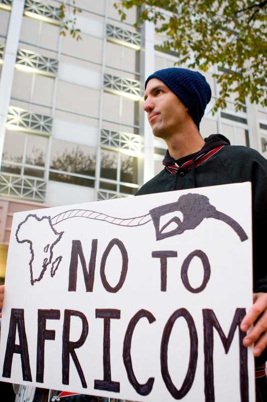 Anti-Africom demo outside the conference 
