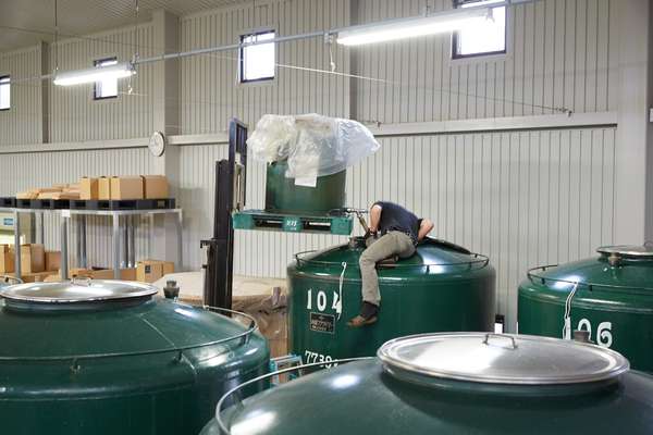 Large tanks used to blend whisky 