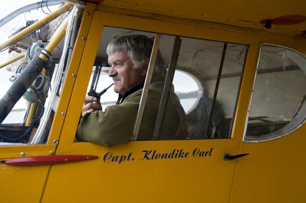 Carl Clouter in his plane