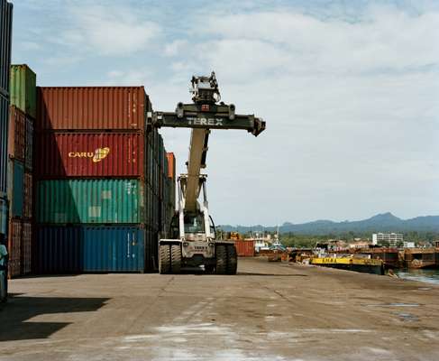 The port can process up  to 100 containers a day
